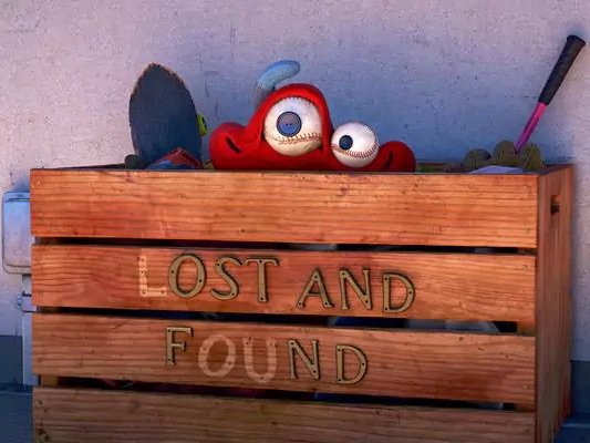Disney short "Lou" - Lou looking out of the lost and found box